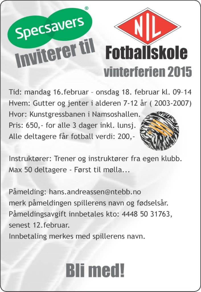 Specsavers-NIL Fotballskole vinterferien 2015
